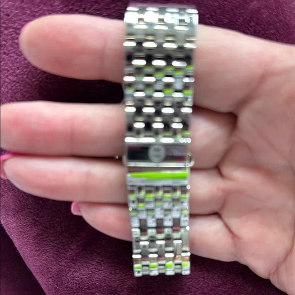 Michele SS Timepiece with White Face with diamonds and date